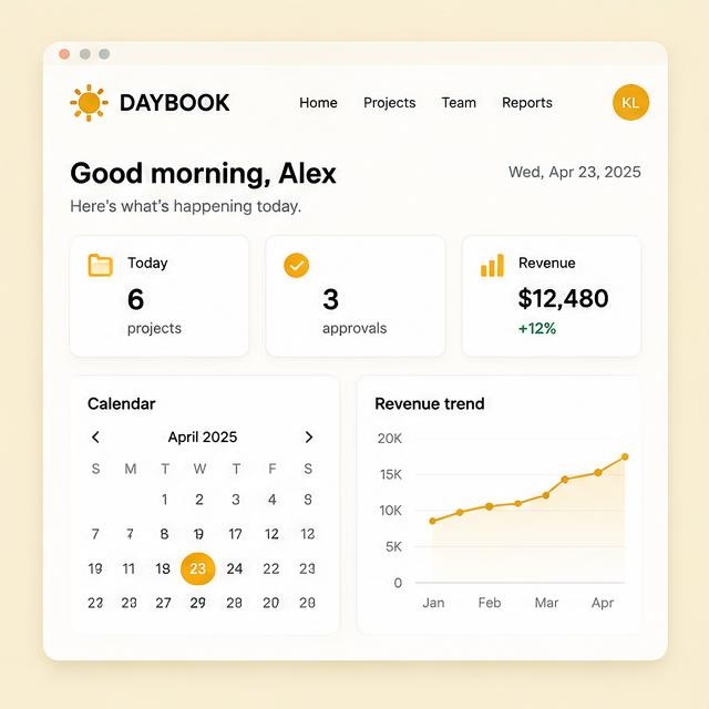 Business Operations Hub — illustrative app concept