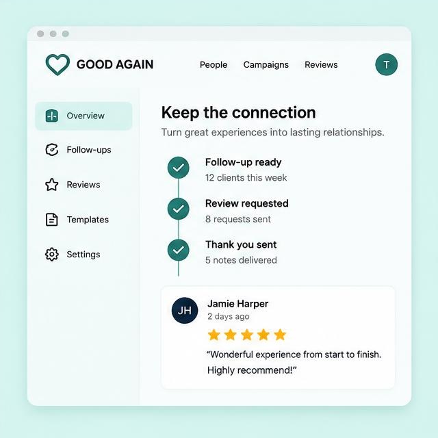 Re-engagement & Review Engine — illustrative app concept